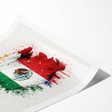 Mexican Fiesta Wall Art - Vibrant Splattered Mexican Flag Print