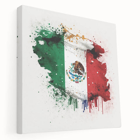 Mexican Fiesta Wall Art - Vibrant Splattered Mexican Flag Print