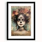 Floral Sugar Skull Woman – Día de los Muertos Wall Art