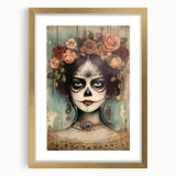 Floral Sugar Skull Woman – Día de los Muertos Wall Art