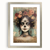 Floral Sugar Skull Woman – Día de los Muertos Wall Art