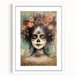 Floral Sugar Skull Woman – Día de los Muertos Wall Art