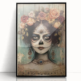 Floral Sugar Skull Woman – Día de los Muertos Wall Art
