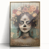 Floral Sugar Skull Woman – Día de los Muertos Wall Art
