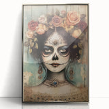 Floral Sugar Skull Woman – Día de los Muertos Wall Art