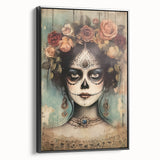 Floral Sugar Skull Woman – Día de los Muertos Wall Art