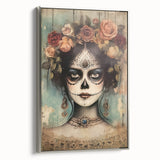 Floral Sugar Skull Woman – Día de los Muertos Wall Art
