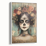 Floral Sugar Skull Woman – Día de los Muertos Wall Art