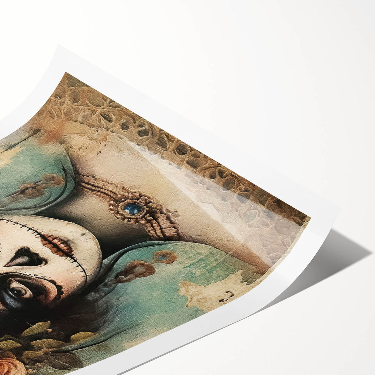 Floral Sugar Skull Woman – Día de los Muertos Wall Art