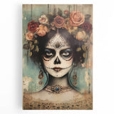 Floral Sugar Skull Woman – Día de los Muertos Wall Art