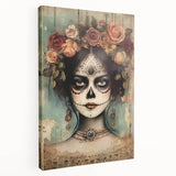Floral Sugar Skull Woman – Día de los Muertos Wall Art