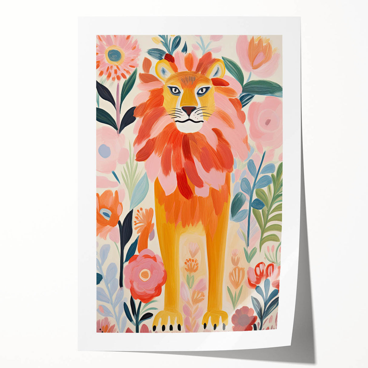 Framed Canvas Art for Children - Majestic Lion Nursery Print