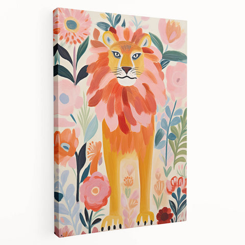 Framed Canvas Art for Children - Majestic Lion Nursery Print