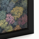 Framed landscape canvas artwork showcasing vibrant African tribal design with intricate details and textured surface, ideal for home decor enhancement.