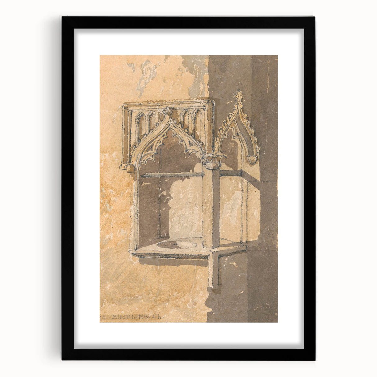 Medieval Wall Art - Gothic Piscina in Blickling Church, Norfolk Print