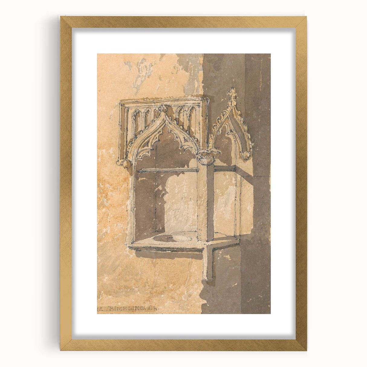 Medieval Wall Art - Gothic Piscina in Blickling Church, Norfolk Print