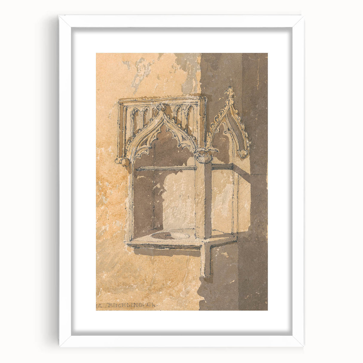 Medieval Wall Art - Gothic Piscina in Blickling Church, Norfolk Print