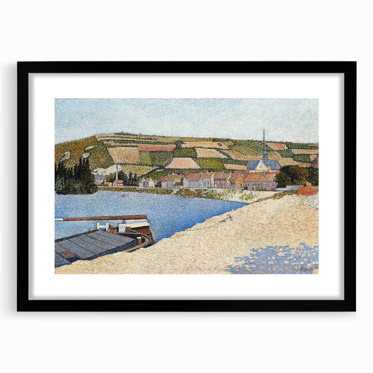 Coastal Landscape Modern Art Print - Contemporary Pointillist Decor