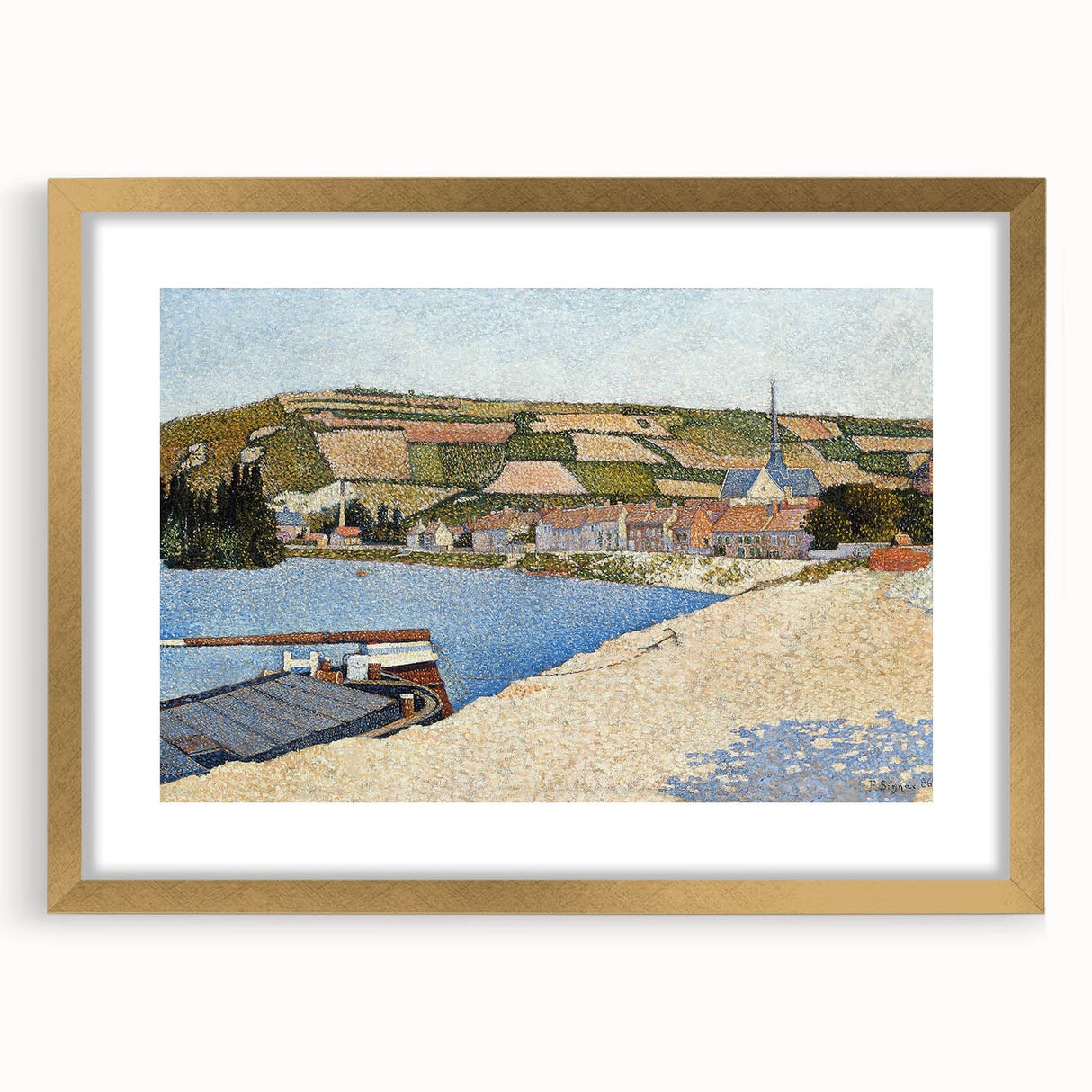 Coastal Landscape Modern Art Print - Contemporary Pointillist Decor