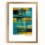 Extra large abstract art print in textured style, featuring soft orange and red hues on canvas, framed in gold.