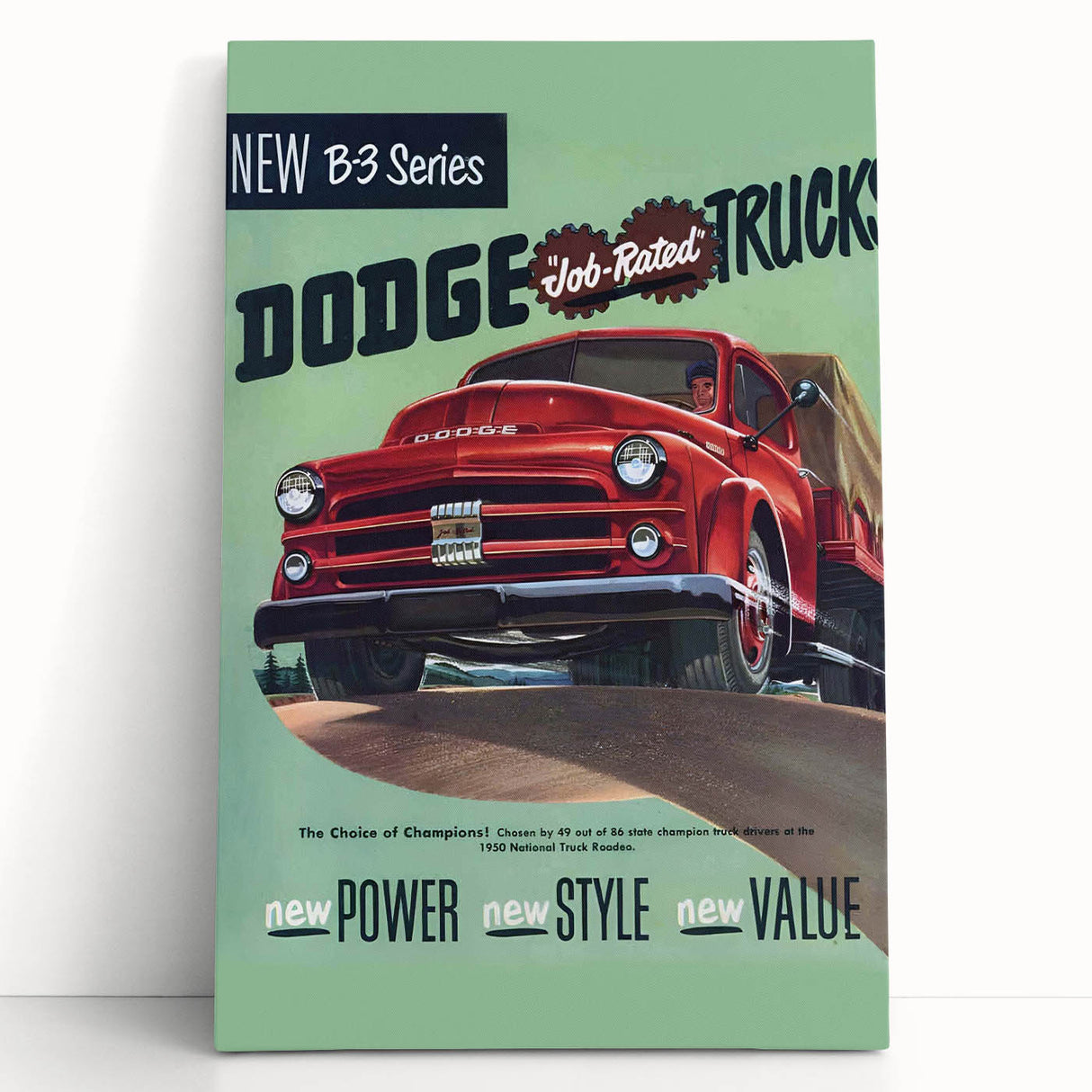 Vintage Dodge B-3 Truck Ad – Retro Car Poster for Wall Art