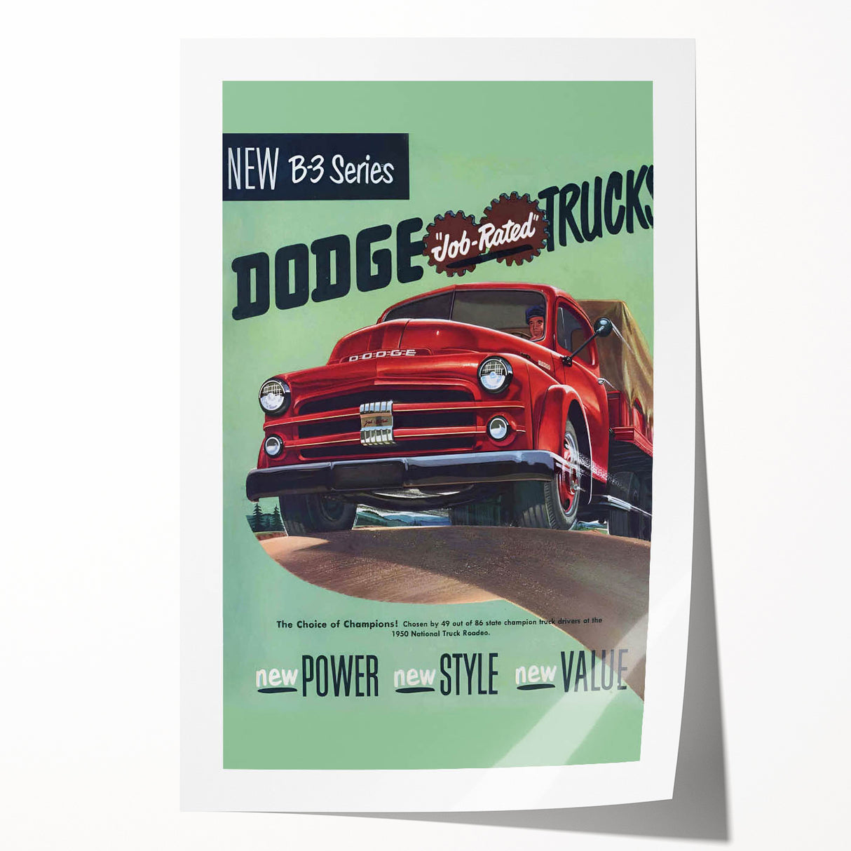 Vintage Dodge B-3 Truck Ad – Retro Car Poster for Wall Art