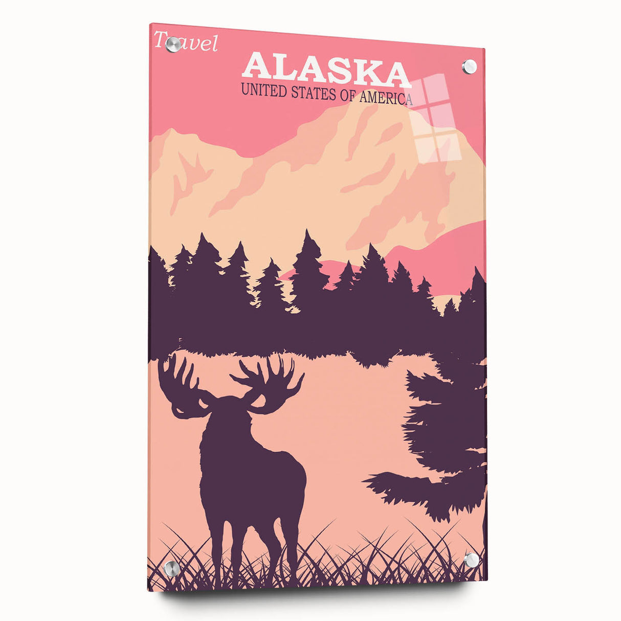 Alaska Retro Travel Poster | Vintage Moose Mountain Print