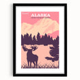 Alaska Retro Travel Poster | Vintage Moose Mountain Print