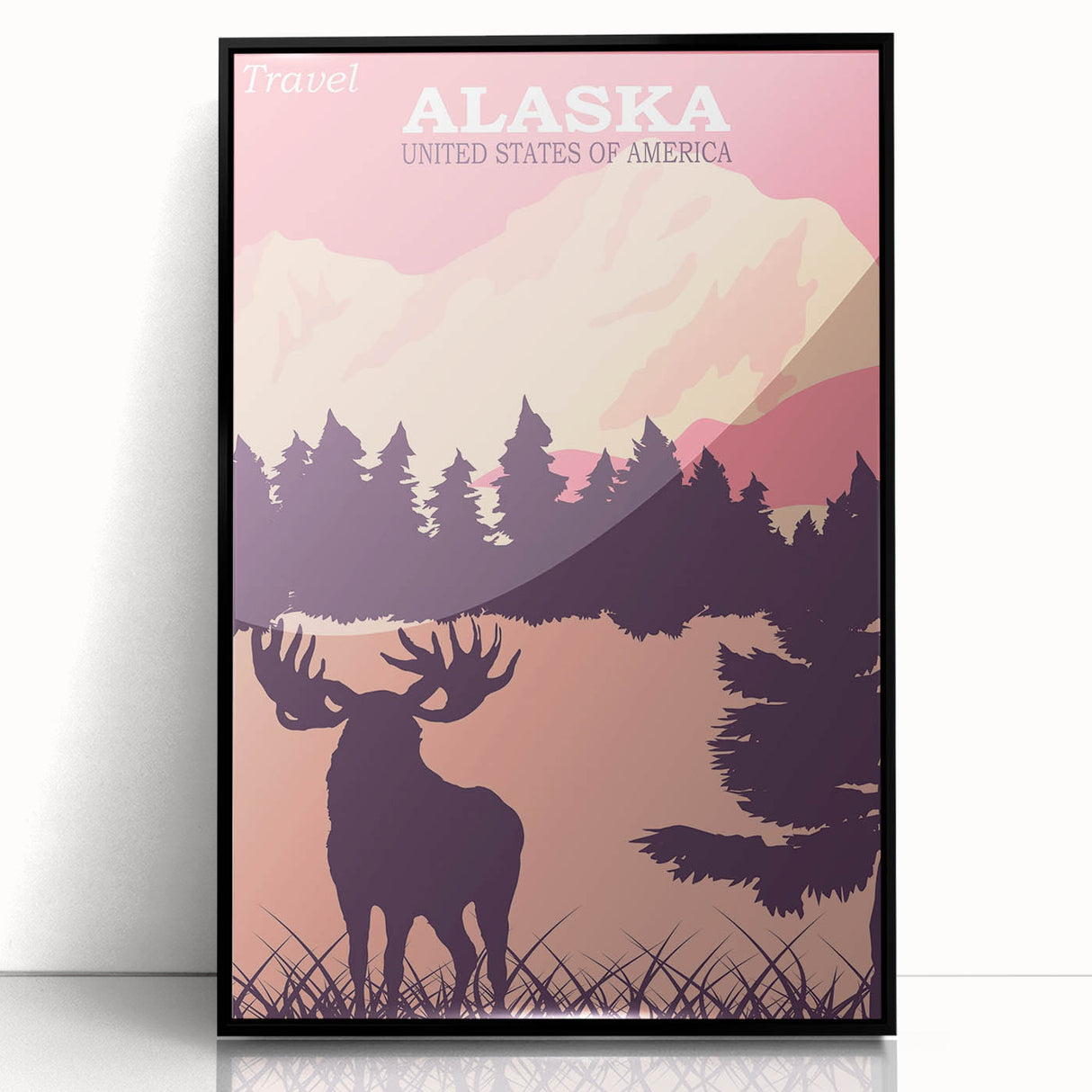 Alaska Retro Travel Poster | Vintage Moose Mountain Print