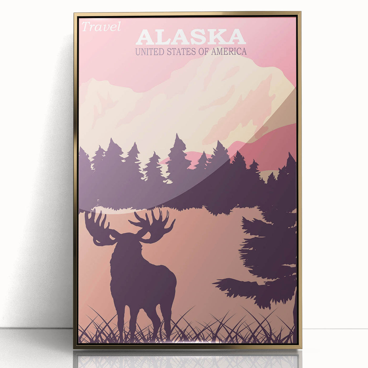 Alaska Retro Travel Poster | Vintage Moose Mountain Print