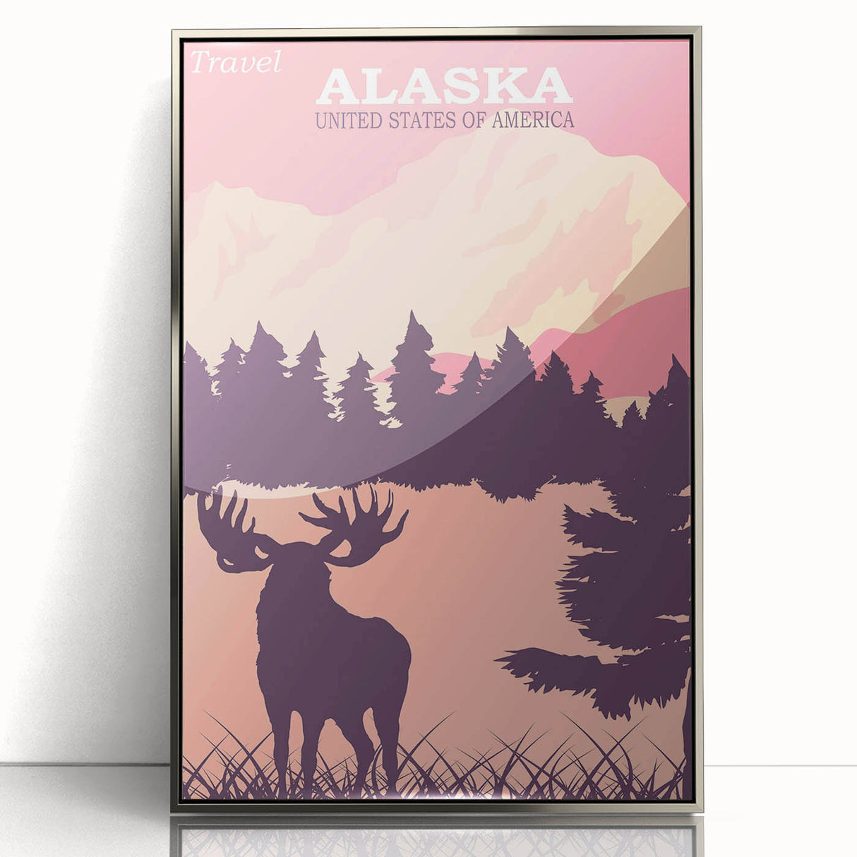 Alaska Retro Travel Poster | Vintage Moose Mountain Print
