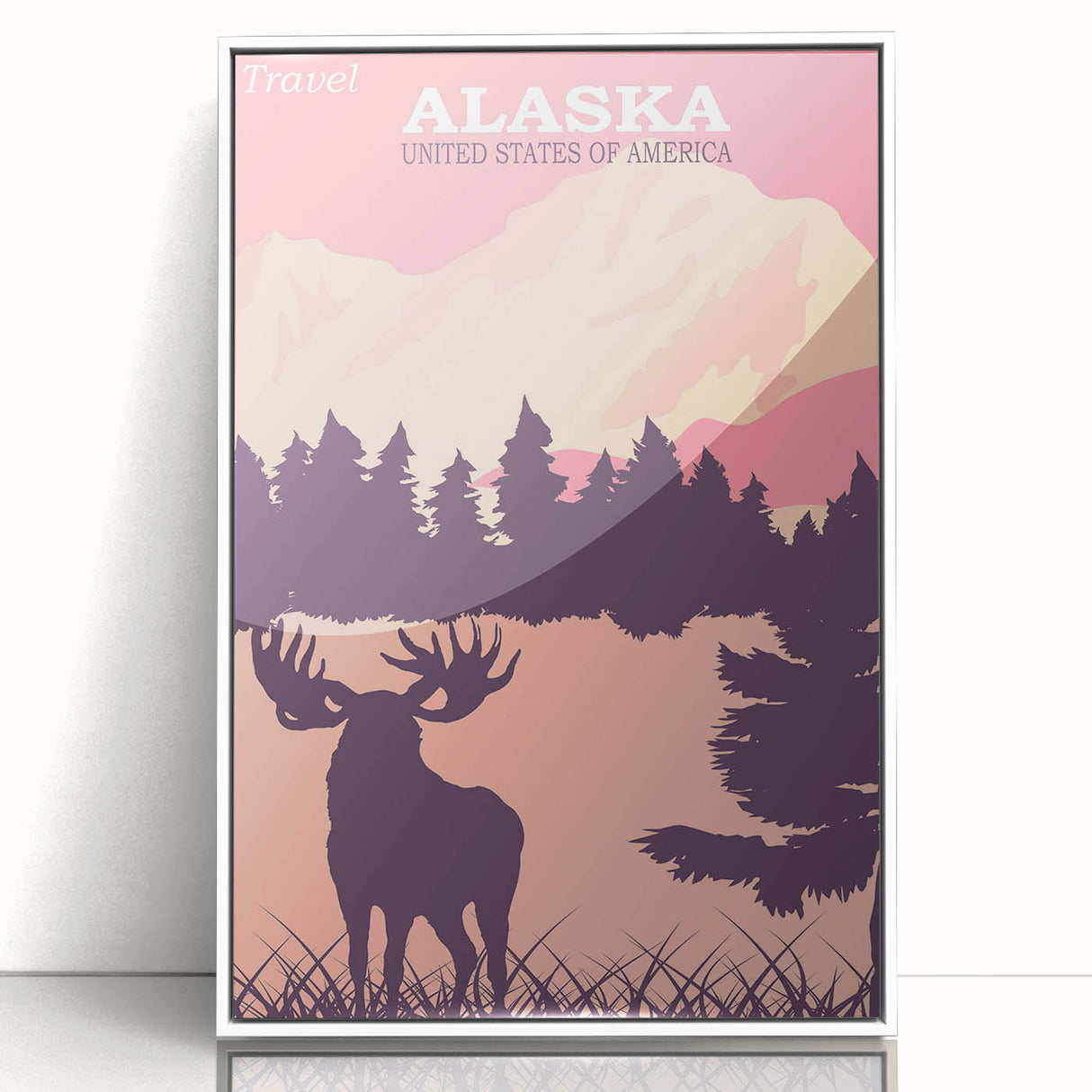 Alaska Retro Travel Poster | Vintage Moose Mountain Print