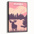 Alaska Retro Travel Poster | Vintage Moose Mountain Print