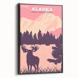 Alaska Retro Travel Poster | Vintage Moose Mountain Print