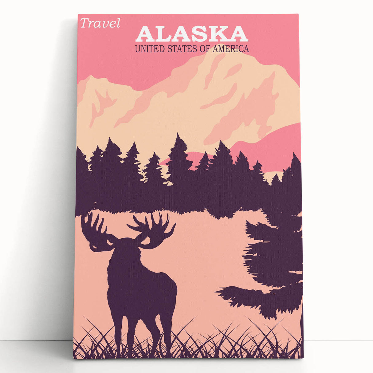 Alaska Retro Travel Poster | Vintage Moose Mountain Print