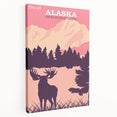 Alaska Retro Travel Poster | Vintage Moose Mountain Print