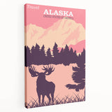 Alaska Retro Travel Poster | Vintage Moose Mountain Print