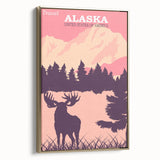 Alaska Retro Travel Poster | Vintage Moose Mountain Print