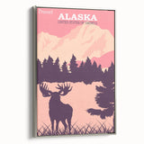 Alaska Retro Travel Poster | Vintage Moose Mountain Print