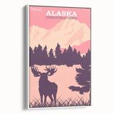 Alaska Retro Travel Poster | Vintage Moose Mountain Print