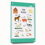Farm Animals Kids Educational Wall Art – Learning Poster