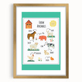 Farm Animals Kids Educational Wall Art – Learning Poster