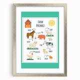 Farm Animals Kids Educational Wall Art – Learning Poster