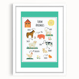 Farm Animals Kids Educational Wall Art – Learning Poster