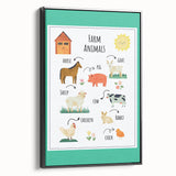 Farm Animals Kids Educational Wall Art – Learning Poster