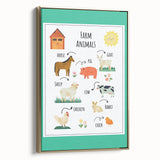 Farm Animals Kids Educational Wall Art – Learning Poster