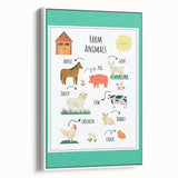 Farm Animals Kids Educational Wall Art – Learning Poster