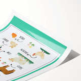 Farm Animals Kids Educational Wall Art – Learning Poster