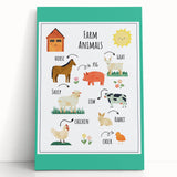 Farm Animals Kids Educational Wall Art – Learning Poster