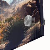 Large abstract wall art depicting an Algerian landscape in muted earth tones on acrylic glass, ideal for dining room art.